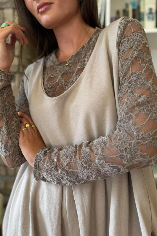 Lace Body Skim Top Mocha